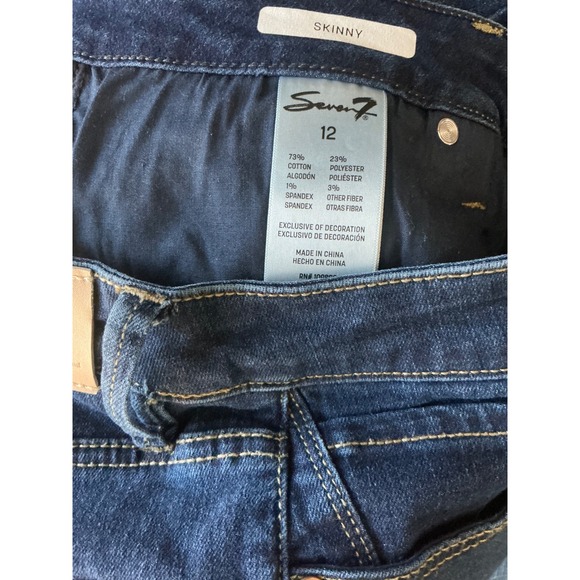 Seven7 Womens Skinny Jeans Dark Wash High Rise Stretch Denim Size 12 - Picture 7 of 8